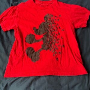 Kids Mickey Red Graphic T-Shirt with Black Print